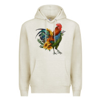 Oatmeal Heather rooster with sunflowers Premium Hoodie - RanaPortraitStore