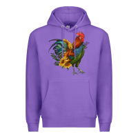 Purple rooster with sunflowers Premium Hoodie - RanaPortraitStore