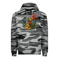 Slate Camo rooster with sunflowers Premium Hoodie - RanaPortraitStore