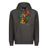 Smoke rooster with sunflowers Premium Hoodie - RanaPortraitStore