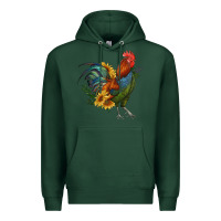 Sports Green rooster with sunflowers Premium Hoodie - RanaPortraitStore
