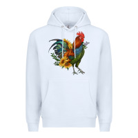 White rooster with sunflowers Premium Hoodie - RanaPortraitStore