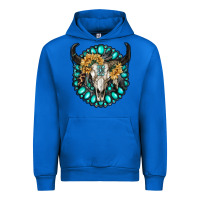 Cobalt gamestone with bull skull Urban Hoodie - RanaPortraitStore