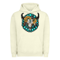 Pigment Pistachio gamestone with bull skull Urban Hoodie - RanaPortraitStore