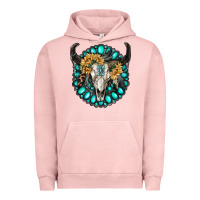 Pigment Salmon gamestone with bull skull Urban Hoodie - RanaPortraitStore