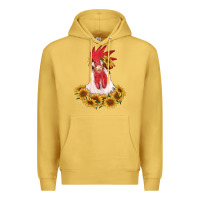 Antique Gold rooster head with sunflowers Premium Hoodie - RanaPortraitStore