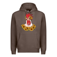 Coffee rooster head with sunflowers Premium Hoodie - RanaPortraitStore