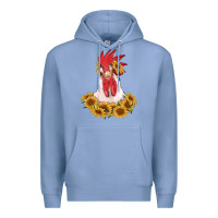 Colony Blue rooster head with sunflowers Premium Hoodie - RanaPortraitStore