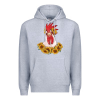 Heather Grey rooster head with sunflowers Premium Hoodie - RanaPortraitStore