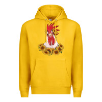 Lemon rooster head with sunflowers Premium Hoodie - RanaPortraitStore