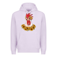 Lilac rooster head with sunflowers Premium Hoodie - RanaPortraitStore