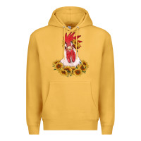 Mustard rooster head with sunflowers Premium Hoodie - RanaPortraitStore