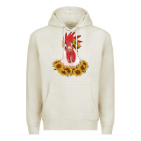 Oatmeal Heather rooster head with sunflowers Premium Hoodie - RanaPortraitStore