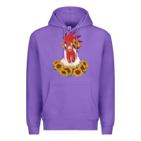 Purple rooster head with sunflowers Premium Hoodie - RanaPortraitStore