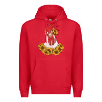 Red rooster head with sunflowers Premium Hoodie - RanaPortraitStore