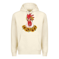 Sandshell rooster head with sunflowers Premium Hoodie - RanaPortraitStore
