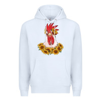 White rooster head with sunflowers Premium Hoodie - RanaPortraitStore