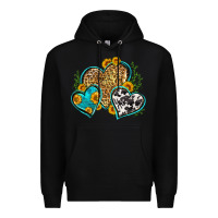 Black leopard cowhide hearts Premium Hoodie - Zillion Design Studio
