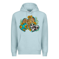 Blue Mist leopard cowhide hearts Premium Hoodie - Zillion Design Studio