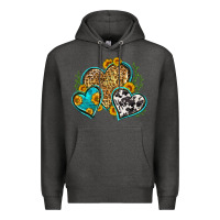 Charcoal Heather leopard cowhide hearts Premium Hoodie - Zillion Design Studio