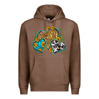 Chestnut leopard cowhide hearts Premium Hoodie - Zillion Design Studio