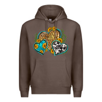 Coffee leopard cowhide hearts Premium Hoodie - Zillion Design Studio