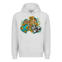 Dove Grey leopard cowhide hearts Premium Hoodie - Zillion Design Studio