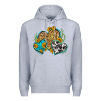 Heather Grey leopard cowhide hearts Premium Hoodie - Zillion Design Studio