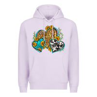 Lilac leopard cowhide hearts Premium Hoodie - Zillion Design Studio
