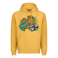 Mustard leopard cowhide hearts Premium Hoodie - Zillion Design Studio