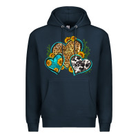 Navy leopard cowhide hearts Premium Hoodie - Zillion Design Studio