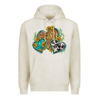 Oatmeal Heather leopard cowhide hearts Premium Hoodie - Zillion Design Studio