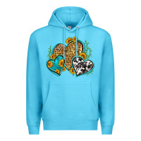 Ocean Blue leopard cowhide hearts Premium Hoodie - Zillion Design Studio