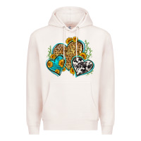 Pale Pink leopard cowhide hearts Premium Hoodie - Zillion Design Studio