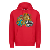 Red leopard cowhide hearts Premium Hoodie - Zillion Design Studio