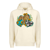 Sandshell leopard cowhide hearts Premium Hoodie - Zillion Design Studio