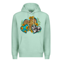 Seafoam leopard cowhide hearts Premium Hoodie - Zillion Design Studio