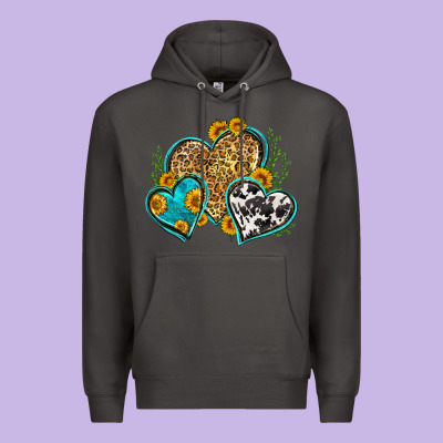 Leopard Cowhide Hearts Premium Hoodie Designed By Zillion Design Studio