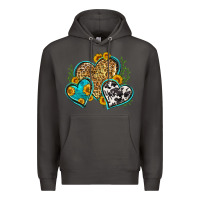 Smoke leopard cowhide hearts Premium Hoodie - Zillion Design Studio