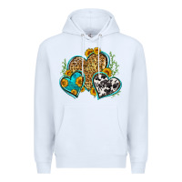 White leopard cowhide hearts Premium Hoodie - Zillion Design Studio
