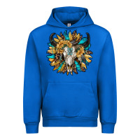 Cobalt bull skull with sunflower Urban Hoodie - RanaPortraitStore
