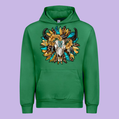 Bull Skull With Sunflower Urban Hoodie Designed By Ranaportraitstore