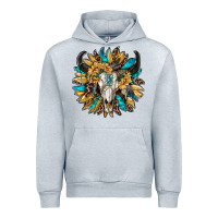 Heather Grey bull skull with sunflower Urban Hoodie - RanaPortraitStore