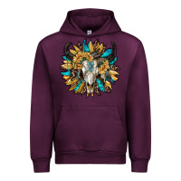 Mauve Wine bull skull with sunflower Urban Hoodie - RanaPortraitStore