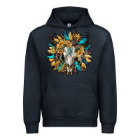 Navy bull skull with sunflower Urban Hoodie - RanaPortraitStore