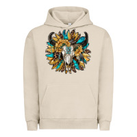 Pigment French Oak bull skull with sunflower Urban Hoodie - RanaPortraitStore