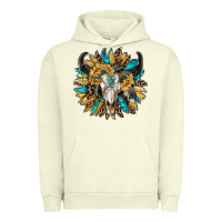 Pigment Pistachio bull skull with sunflower Urban Hoodie - RanaPortraitStore