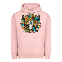 Pigment Salmon bull skull with sunflower Urban Hoodie - RanaPortraitStore