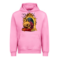 Fuchsia Pink Halloween Skull Candles and Roses Urban Hoodie - texasbilliewilder