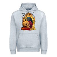 Heather Grey Halloween Skull Candles and Roses Urban Hoodie - texasbilliewilder